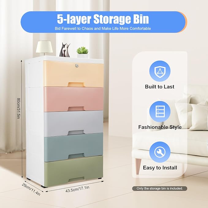 5-Tier Plastic Storage Cabinet - Image 2