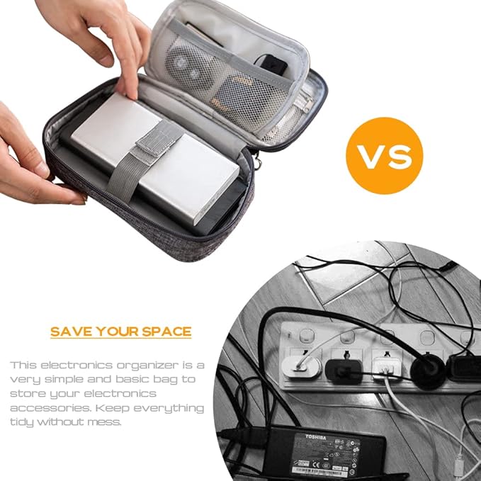 Electronic Organizer Bag Cable Organizer Travel Cord Organizer Case Pouch - Image 2
