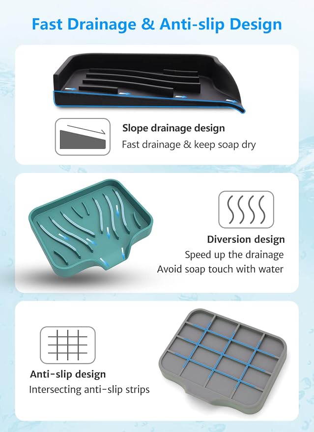 3-Pack Silicone Soap Dish Set – Bar Soap Holder - Image 3