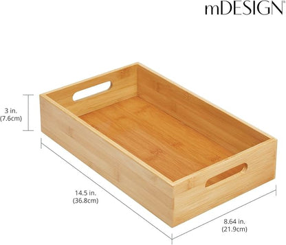 mDesign Wide Bamboo Kitchen Cabinet & Fridge Drawer Organizer Tray - Image 4
