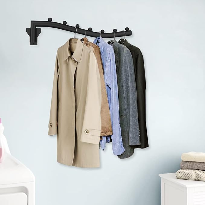 Folding Clothes Hanger Rack Swing Arm Hook Holder Clothing Hanging Garment - Image 2