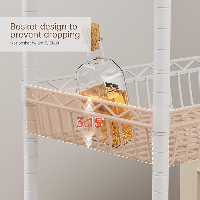 6 Shelves Storage Shelf Wire Closet Bathroom Organizers Metal Pantry Kitchen - Image 3