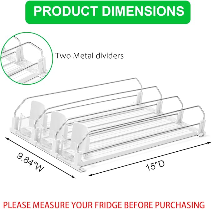 Rula Drink Organizer for Fridge, Width Adjustable Water Bottle Pusher Glide - Image 2