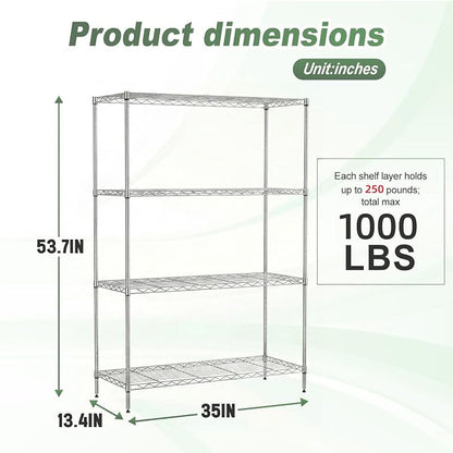 BestOffice 4-Tier Wire Shelving Unit, 1000 LBS Heavy Duty Metal Storage Shelves - Image 3