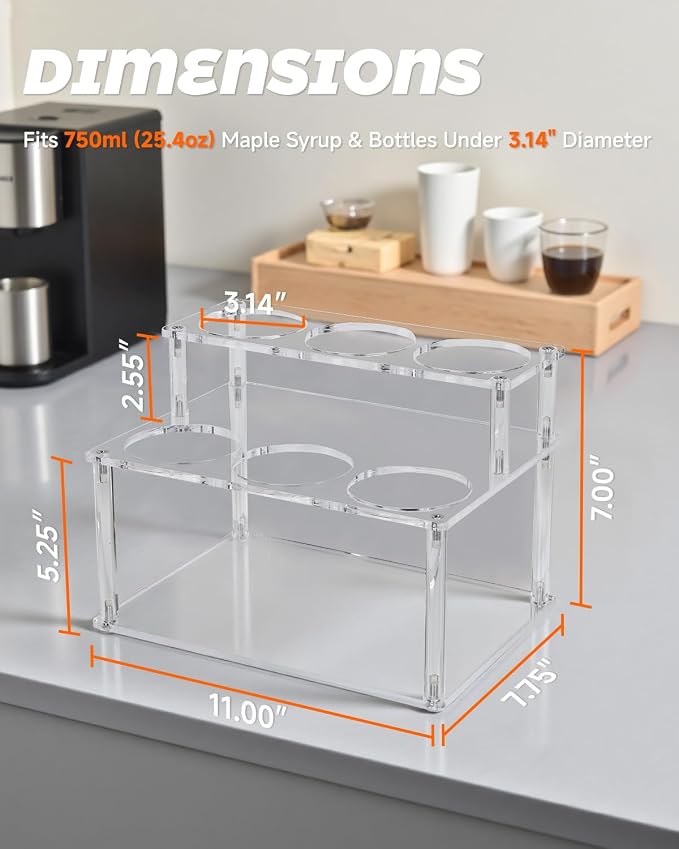 Upgraded Thickened Acrylic Coffee Syrup Organizer, 2-Tier Coffee Station - Image 6