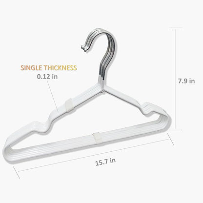 Stainless Steel Rubber Hangers 24-Pack, Heavy Duty Non-Slip Ultrathin White | - Image 2