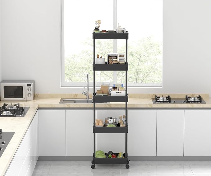 Sooyee 5-Tier Plastic Rolling Utility Cart - Image 8