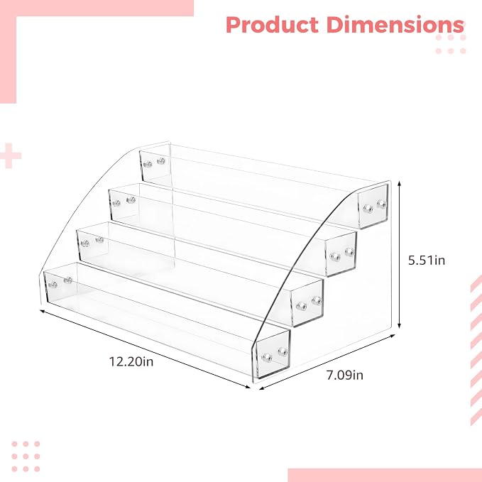 2 Pcs Acrylic Paint Organizers, 4-Tier Clear Nail Polish Storage Stands - Image 3