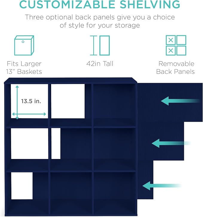 Best Choice Products Kids Bookcase 9-Cube Storage Organizer, 13.5in Shelf - Image 3