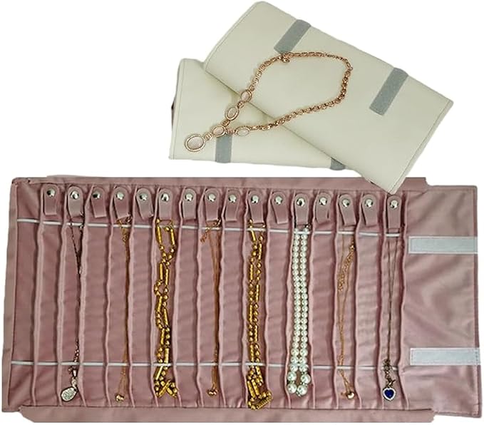 Portable Jewelry Roll Untangled Secure Necklace Travel Storage Bag Displays by SCIKHEFT