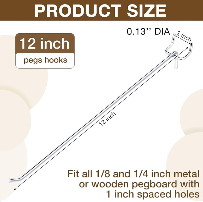 Funrous 100 Pack Peg Board Hooks Stainless Steel Pegboard Hooks Shelving - Image 2