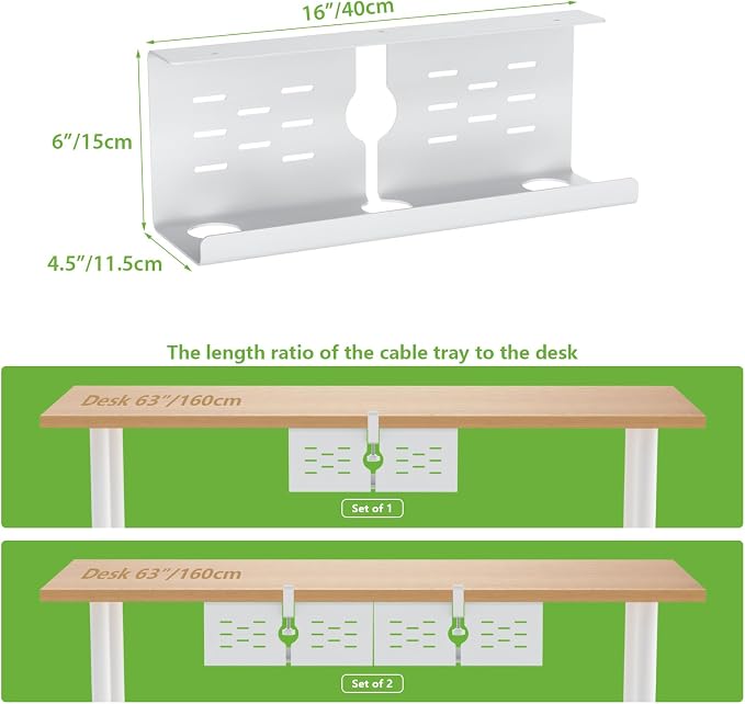 KEEGH 16" Under Desk Cable Management Tray, No Drill Clamp Mount, Extra Large - Image 5