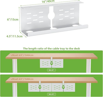 KEEGH 16" Under Desk Cable Management Tray, No Drill Clamp Mount, Extra Large - Image 5