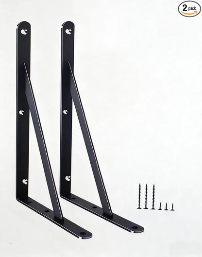 2 Pack L8 x H 6" Black Heavy Duty Shelf Brackets by MHMYDZ