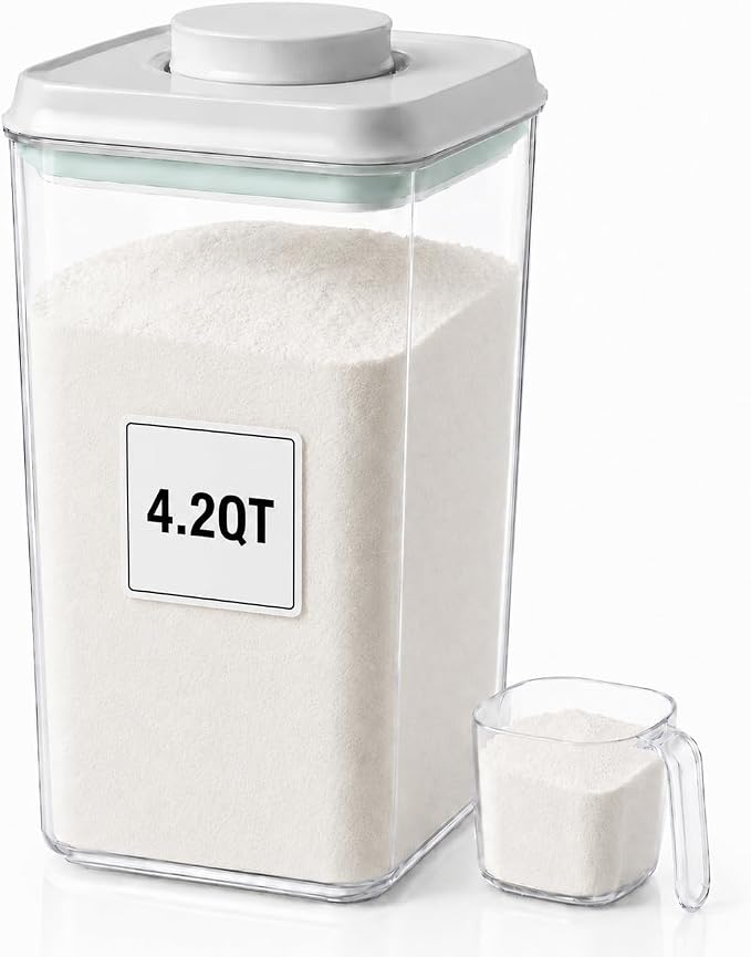 POP Airtight Flour-Rice Food-Storage Container - 4L/4.2Qt Jar by USYOGO