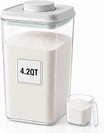 POP Airtight Flour-Rice Food-Storage Container - 4L/4.2Qt Jar by USYOGO