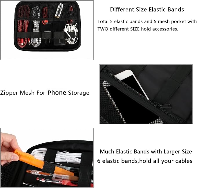 MATEIN Electronics Travel Organizer, Double Layers Charger Organizer Bag | - Image 4