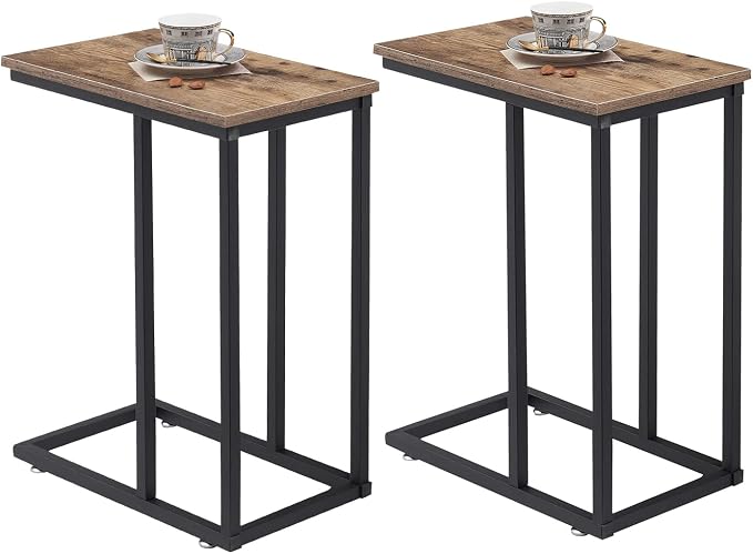 VECELO C Shaped End Side Table for Sofa Couch and Bed Snack TV Tray for Living by VECELO