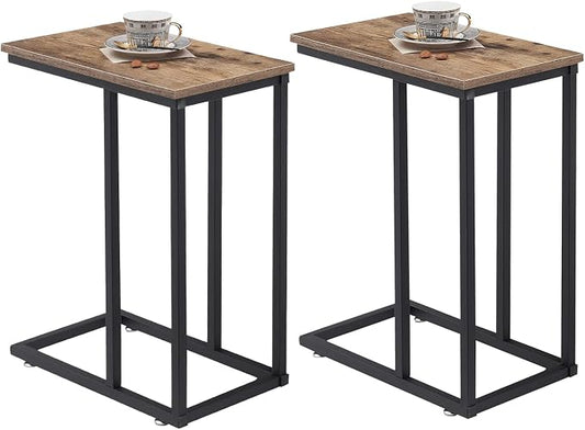 VECELO C Shaped End Side Table for Sofa Couch and Bed Snack TV Tray for Living by VECELO