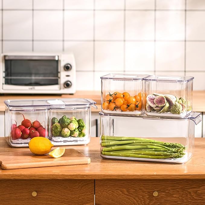 elabo Fruit Storage Containers for Fridge Fresh Produce Saver -3 Pack Stackable - Image 7