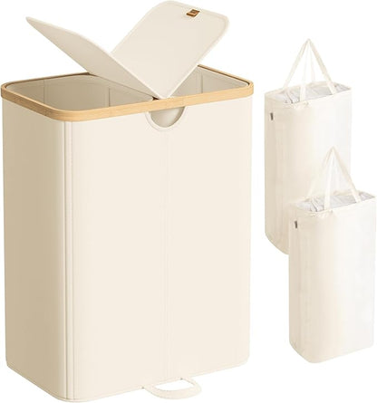 SONGMICS Laundry Hamper with Lids, Laundry Basket with 2 Compartments, 39 Gal. by Unknown