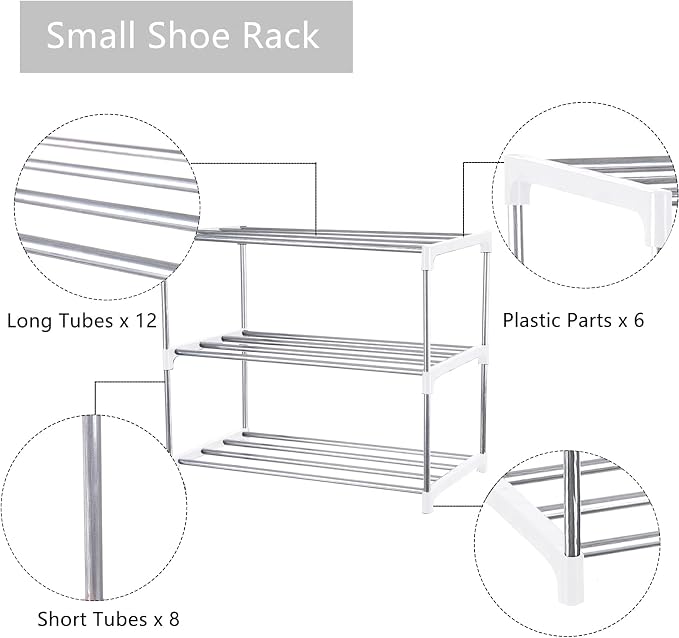 Small Shoe Rack, Narrow Stackable Shoe Shelf Organizer | - Image 5