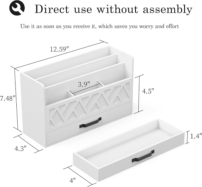 Bamboo Mail Organizer Countertop Wood Desk Organizer Drawer Tabletop Storage - Image 7