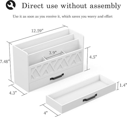 Bamboo Mail Organizer Countertop Wood Desk Organizer Drawer Tabletop Storage - Image 7