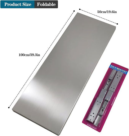 Wall Mounted Folding Table, 304 Stainless Steel Wall Folding Desk, Floating - Image 2
