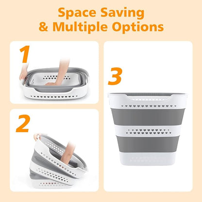42L Medium Collapsible Plastic Laundry Basket - Image 5