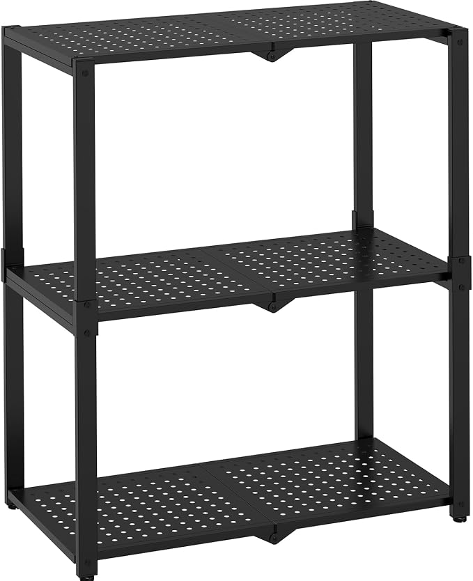 Hastatii 3-Shelf Storage Shelving Unit Metal Rack Heavy-Duty 28"x13.5"x33.5" by GLEAMMUSICSPORTS