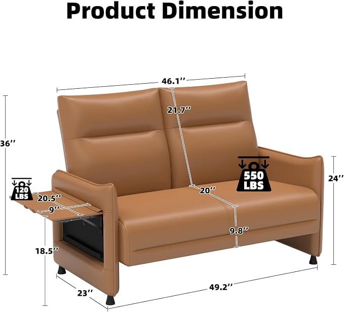 Faux Leather Loveseat, Upholstered Loveseat - Image 2