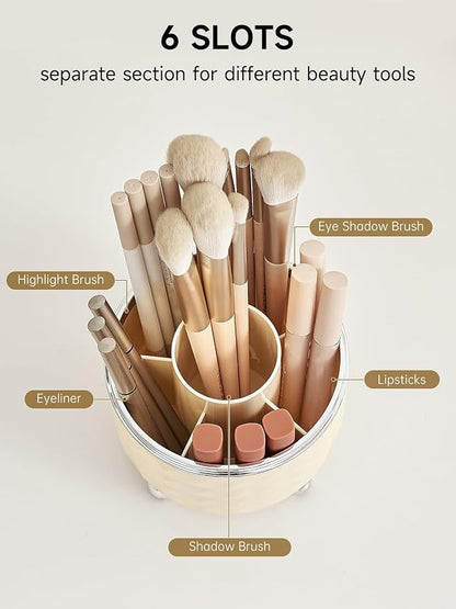 Makeup Brush Holder with 5 Slots, 360 Rotating Makeup Brush Organizer, Brushes - Image 5