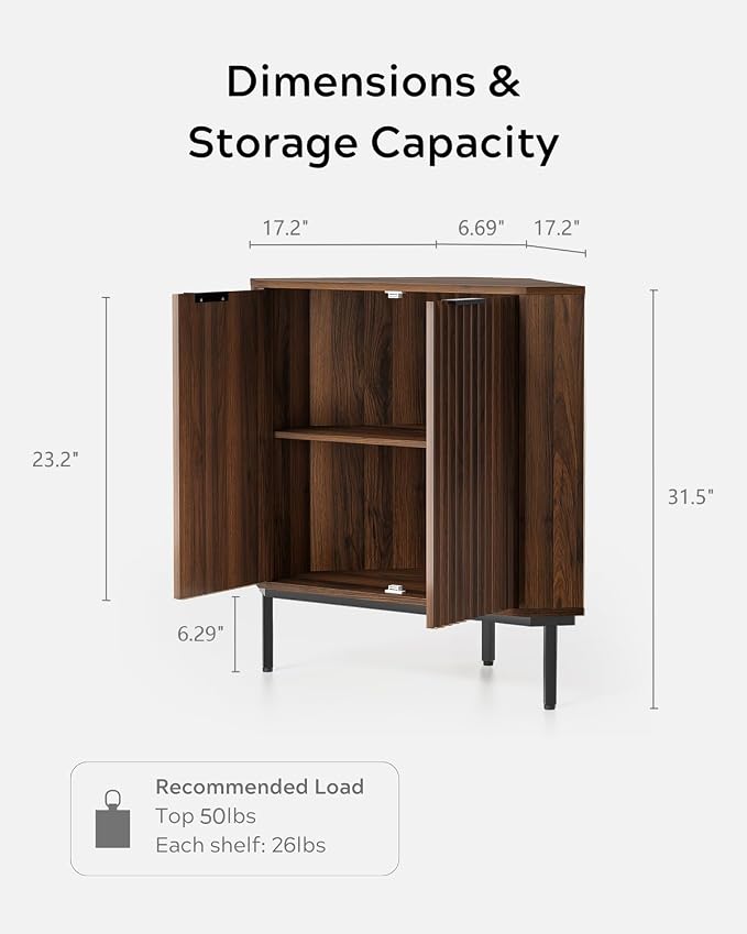 Fluted Corner Cabinet, Modern Small Corner Floor Cabinet - Image 2