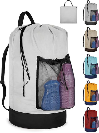 Laundry Bag with Shoulder Straps and Mesh Pocket Laundry Backpack Large by CATOTEL