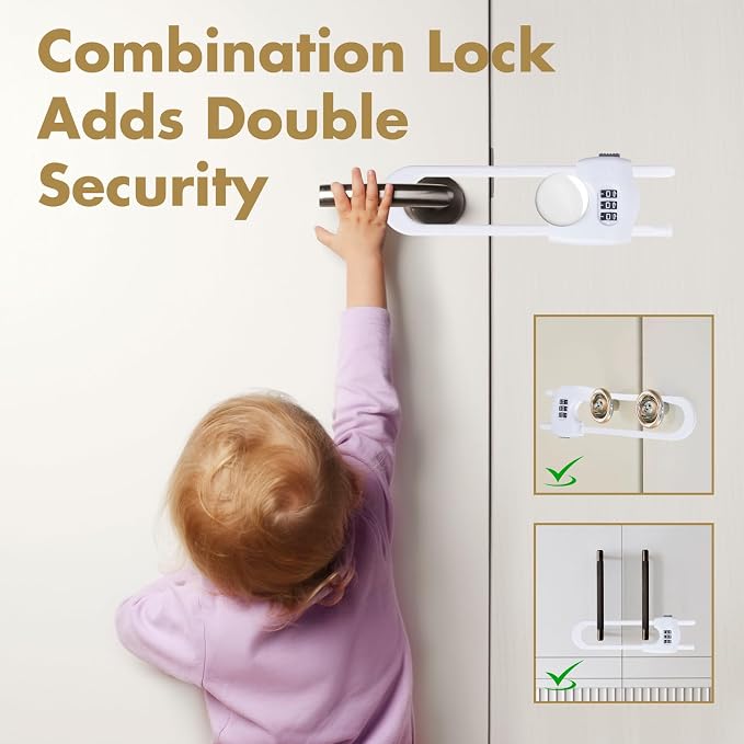 4 Pack Cabinet Locks Baby Proofing Upgrade Child Proof Cabinet Lock Adjustable - Image 2