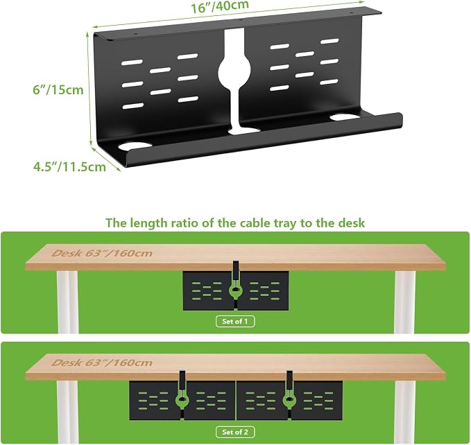 KEEGH 16" Under Desk Cable Management Tray, No Drill Clamp Mount, Extra Large - Image 5