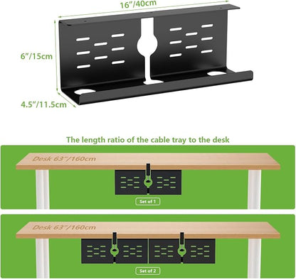 KEEGH 16" Under Desk Cable Management Tray, No Drill Clamp Mount, Extra Large - Image 5