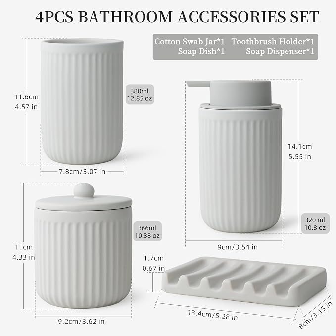 BosilunLife Light Grey Bathroom Accessories Set - Image 3