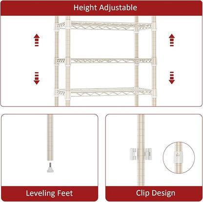 IZEUK 4 Tier Steel Storage Shelves, Heavy Duty Metal Shelf Wire Shelving Rack - Image 4