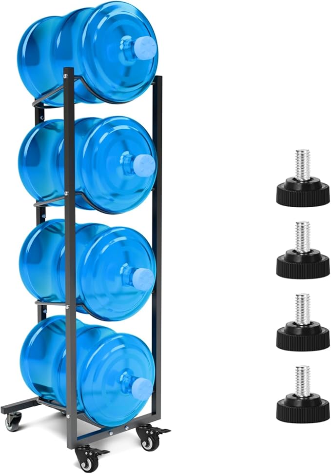 5 Gallon Water Jug Holder with 4 Wheels: 5 Gal Bottle Storage Rack | by XXSJ