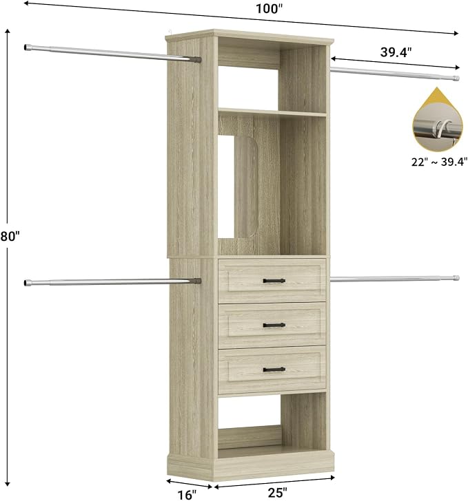 Unikito Closet System, 4FT - 9FT Closet Organizer - Image 7