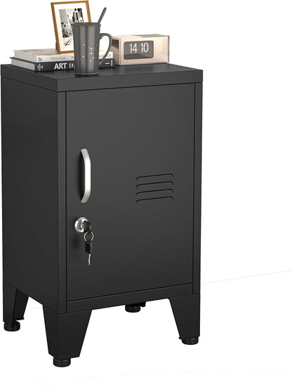 PAOFIN 24.4" H Black Metal NightStand Locker Storage Cabinet by PAOFIN
