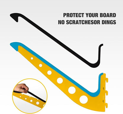 5 Board Surf Rack Wall Mount for Surfboard, Snowboard Storage Adjustable Wall - Image 4