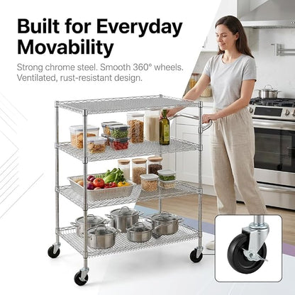 Finnhomy 4 Tier Heavy Duty Commercial Grade Rolling Cart - Image 6