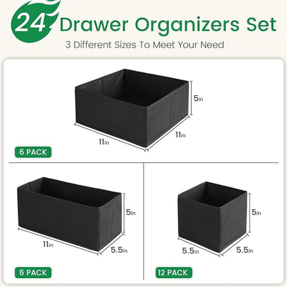 Criusia Drawer Organizer Clothes, 24 Pack Underwear Drawer Organizers, Foldable - Image 3