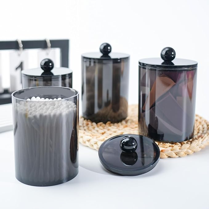 2 Pack Qtip Holder, Canister Apothecary Jar Set, Bathroom Jars - Image 5
