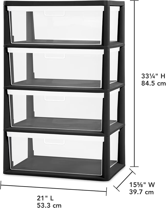 Wide 4 Drawer Tower Plastic Storage Organizer - Image 3