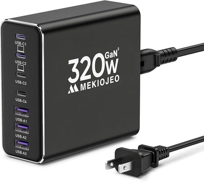Aluminum Alloy USB C Charger GaN Charger Fast USB C Charging Station 7 Ports by MEKIOJEO