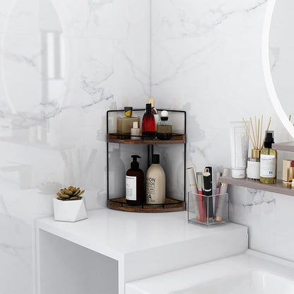 Dorhors Corner Bathroom Counter Organizer, Vanity Countertop Storage Shelf | - Image 2
